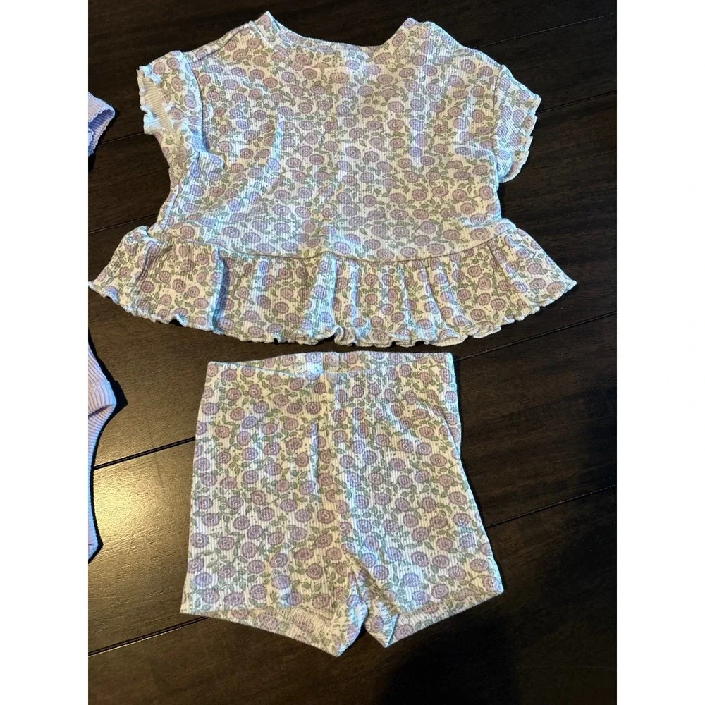 Carters Child of Mine Baby Girls 3 Piece Set Purple Floral Bodysuit 0-3 Months